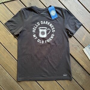 Life Is Good Men's Hello Darkness Crusher Tee, Black, Medium, NEW
